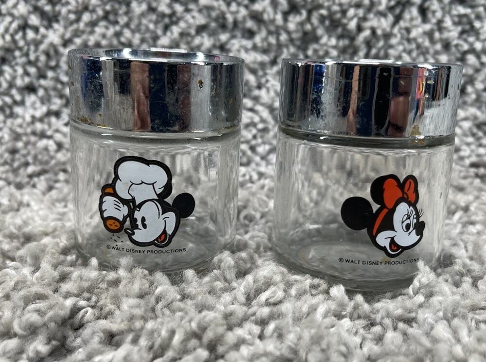 Vintage Walt Disney Production Minnie & Chef Mickey 3 In Salt & Pepper Shakers